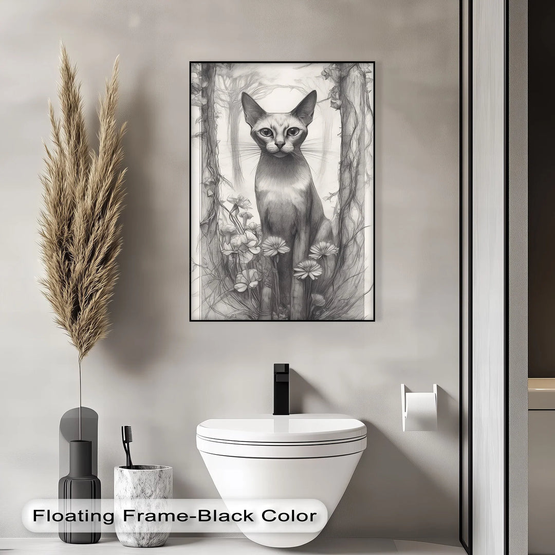 Mystic Forest Watcher – Elegant Cat in Enchanted Woodland Cat Canvas Print - MyPhotoStation