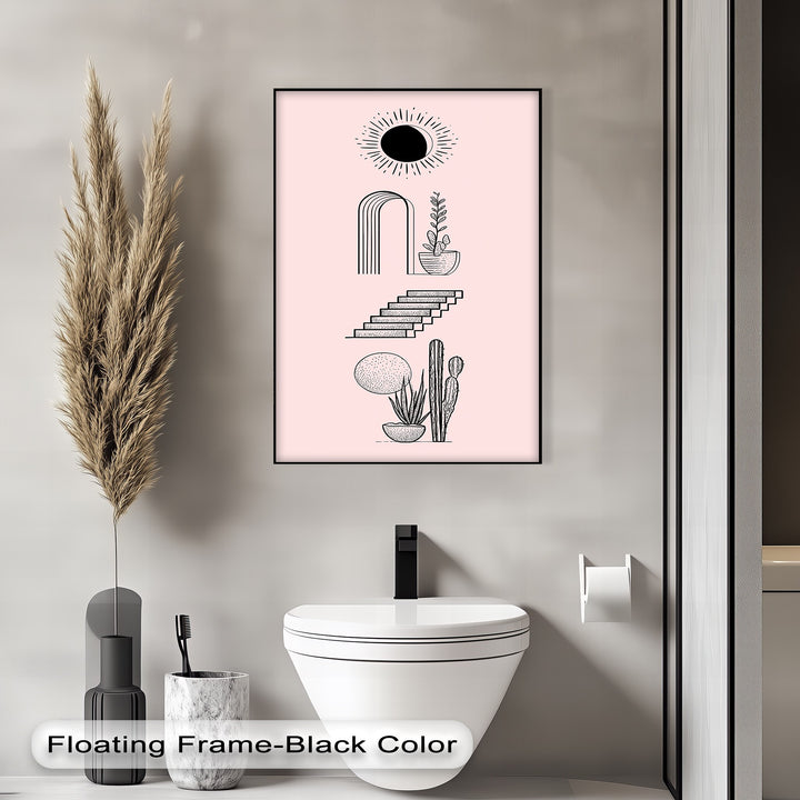 Desert Geometry – Minimalist Boho Cactus Canvas Print