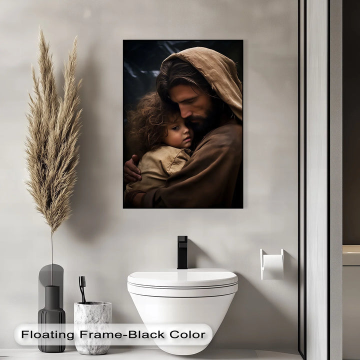 Divine Embrace – Jesus Holding a Child Canvas Print - MyPhotoStation