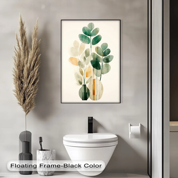 Modern Botanical Silhouettes in Glass Vases – Minimal Nature Canvas Print - MyPhotoStation