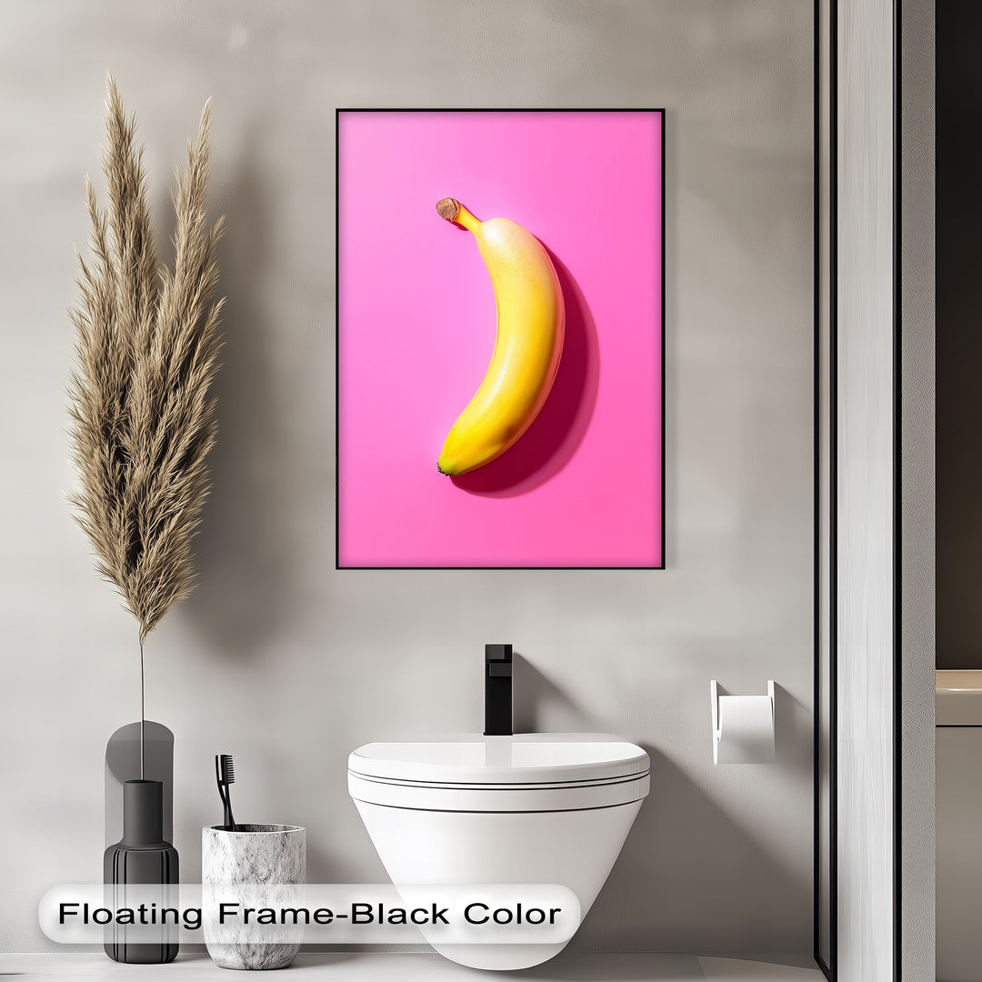 Pop Banana – Bold Yellow Fruit on Pink Canvas Print