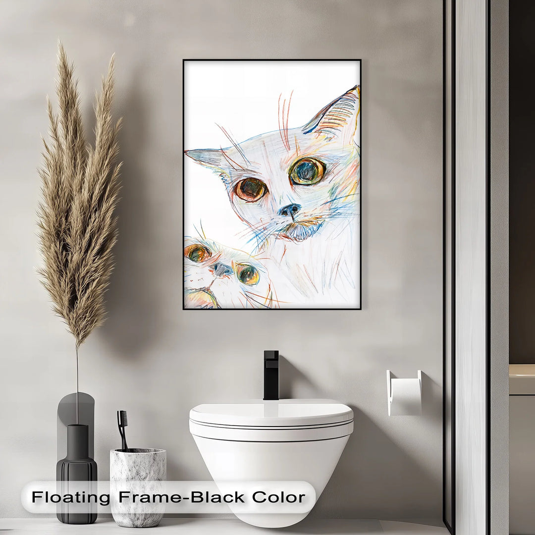 Color Stare – Abstract Cat Faces in Pastel Lines Cat Canvas Print - MyPhotoStation