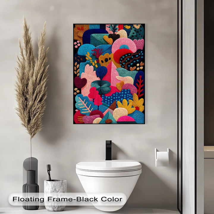 Colorful Abstract Garden Embroidery Style – Bold Canvas Print - MyPhotoStation