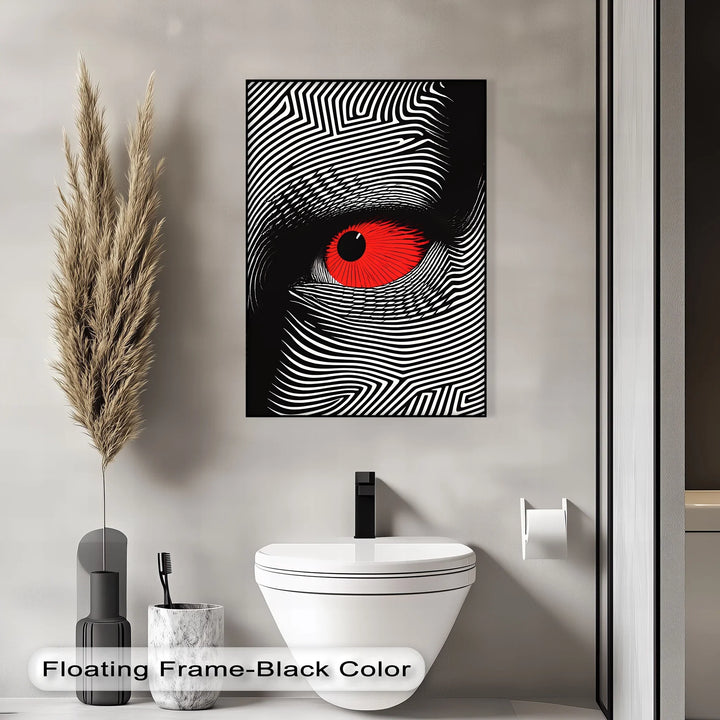 Red Eye in Optical Lines – Black & White Canvas Print - MyPhotoStation