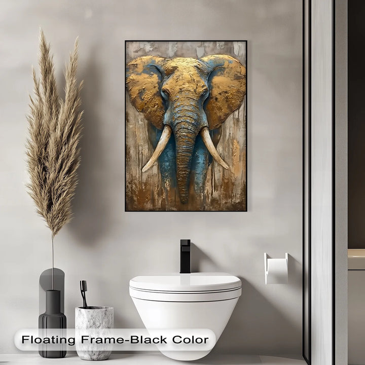 Majestic Elephant Head with Golden Texture – Wildlife Canvas Print - MyPhotoStation