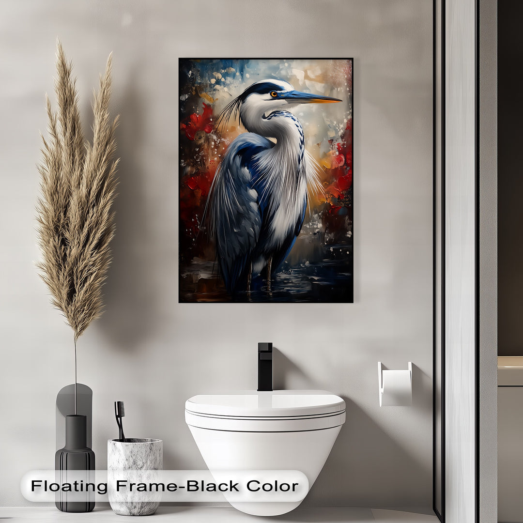 Regal Blue Heron – Majestic Bird Portrait Canvas Print