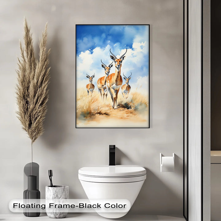 Desert Grace – Antelope Herd in Motion Animal Canvas Print - MyPhotoStation