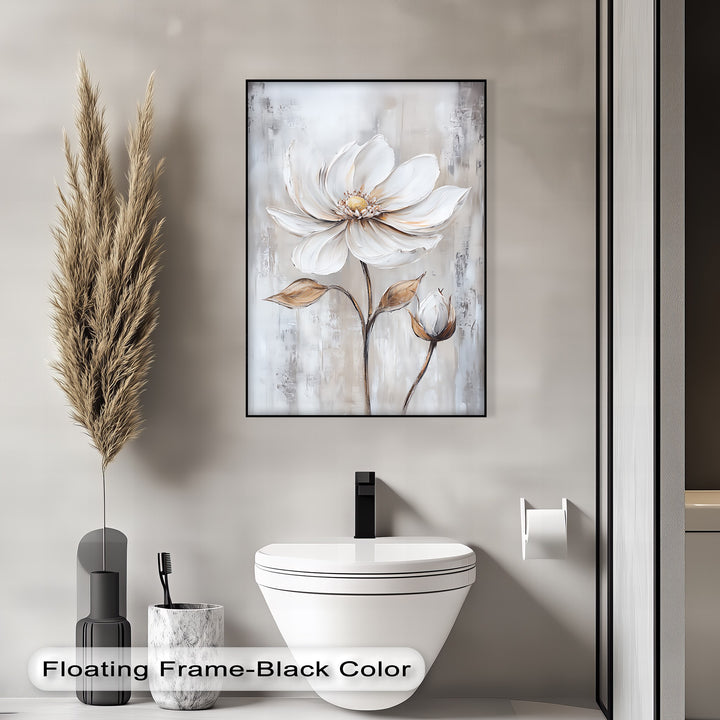 White Petal Blossom with Golden Hints – Elegant Floral Canvas Print