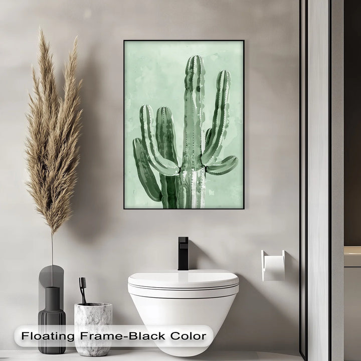 Modern Cactus Silhouette – Minimalist Desert Canvas Print - MyPhotoStation