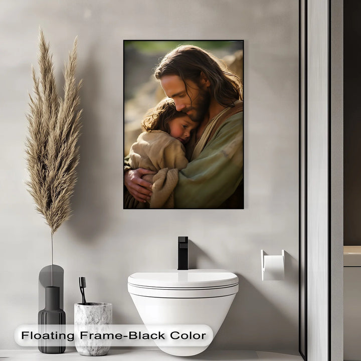 Sacred Shelter – Jesus Embracing a Child Canvas Print - MyPhotoStation
