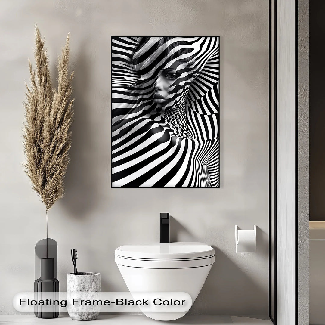Illusionary Muse – Optical Portrait in Black & White Canvas Print - MyPhotoStation