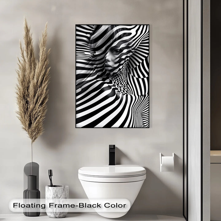 Illusionary Muse – Optical Portrait in Black & White Canvas Print - MyPhotoStation