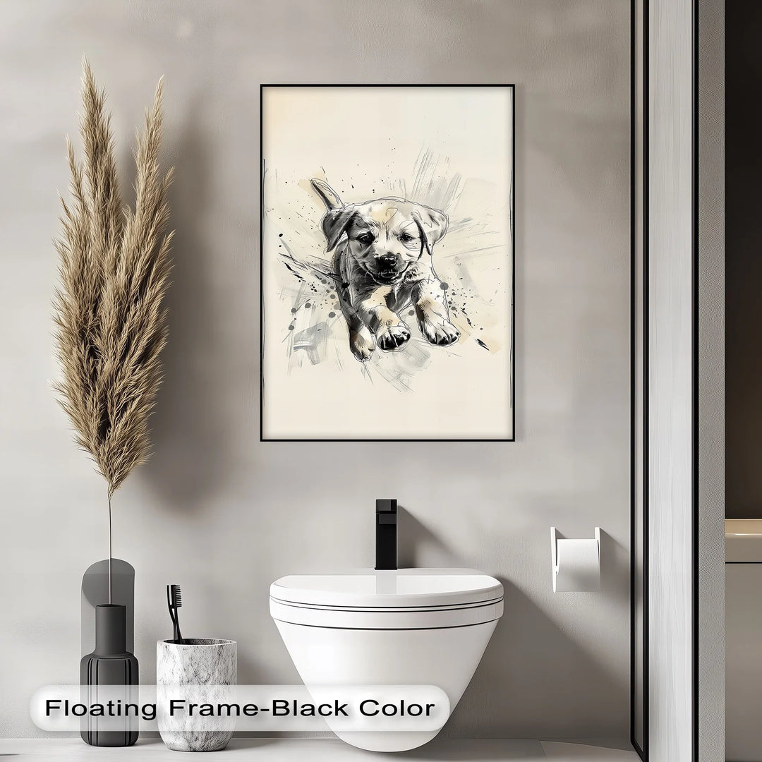 Leap of Joy – Sketch Style Playful Puppy Art Puppies Canvas Print - MyPhotoStation