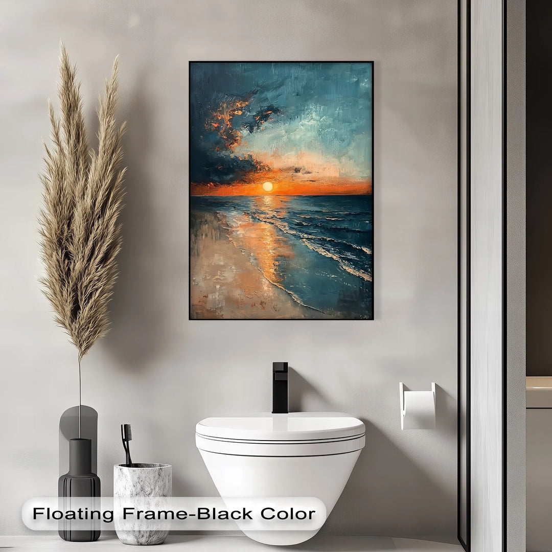 Sunset Serenity Over Ocean Shore – Tranquil Seascape Canvas Print - MyPhotoStation