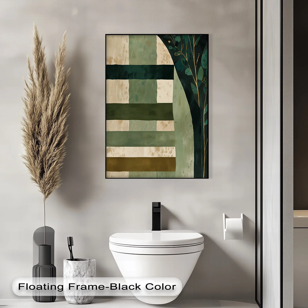 Verdant Tapestry – Botanical Stripe Abstract Canvas Print - MyPhotoStation