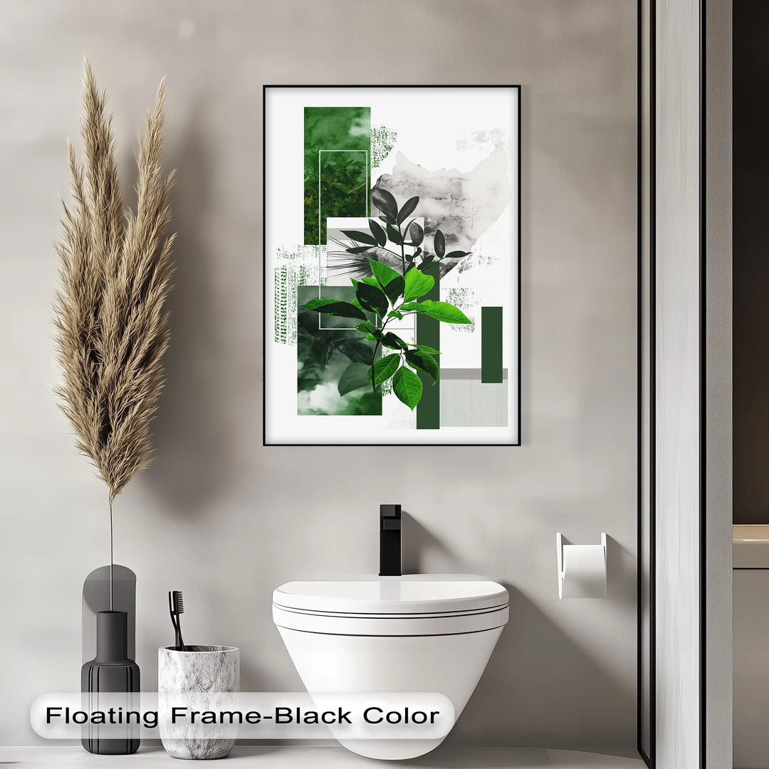 Geometric Botanical Contrast – Modern Leaf Collage Canvas Print - MyPhotoStation