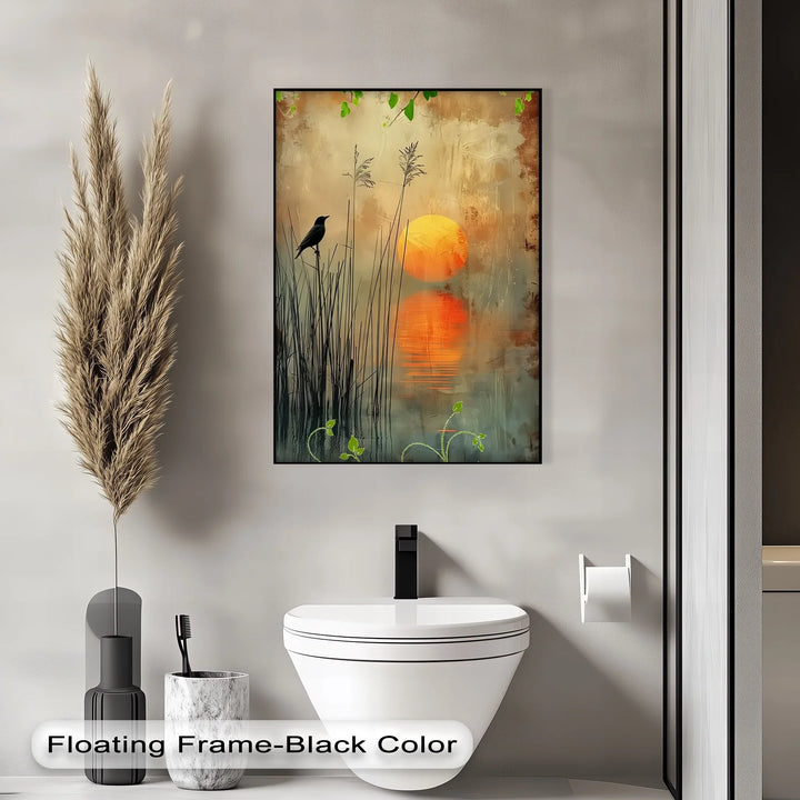 Whispers at Dusk – Silhouetted Bird and Sunset Canvas Print - MyPhotoStation