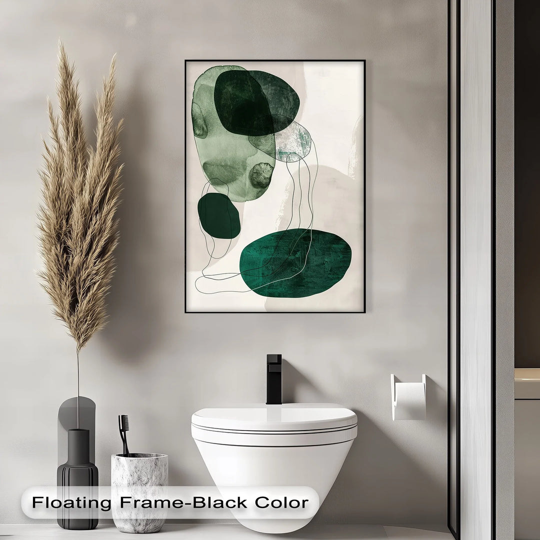 Floating Emerald Forms – Contemporary Abstract Canvas Print - MyPhotoStation