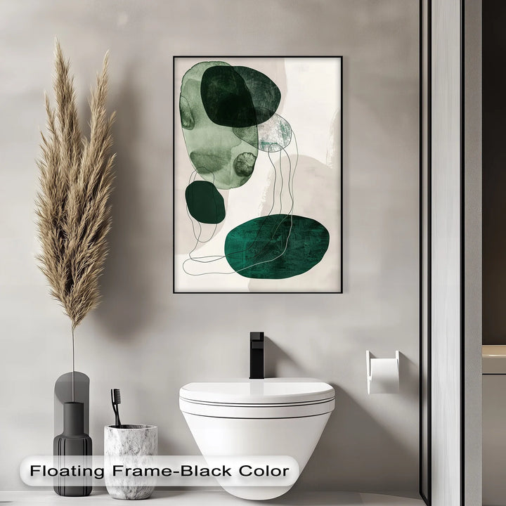 Floating Emerald Forms – Contemporary Abstract Canvas Print - MyPhotoStation