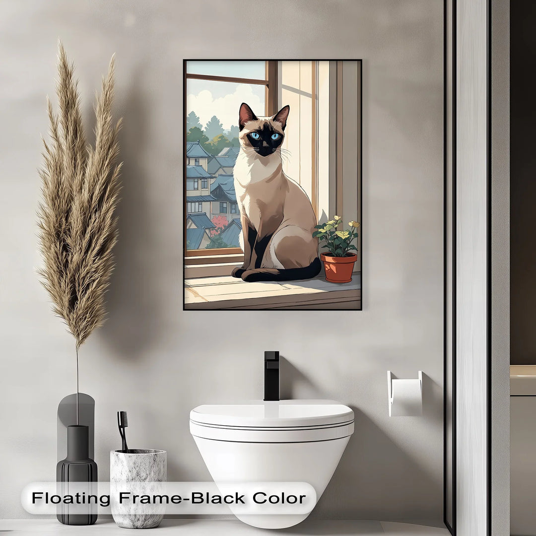 Siamese Cat in Japanese-Inspired Setting - Cat Canvas Print - MyPhotoStation