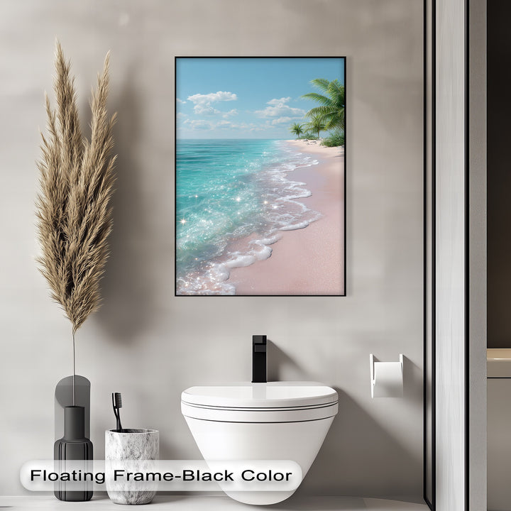 Tropical Bliss – Sparkling Pink Beach Canvas Print