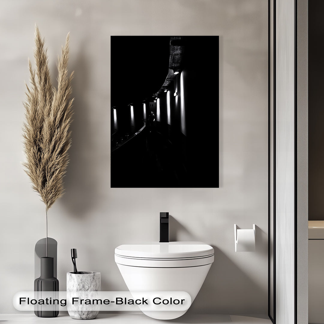 Add depth to your space with this high-contrast canvas painting of architectural lighting.

