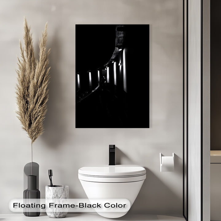 Add depth to your space with this high-contrast canvas painting of architectural lighting.

