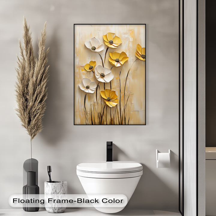 Golden Meadow Blooms – Yellow and White Flower Canvas Wall Art