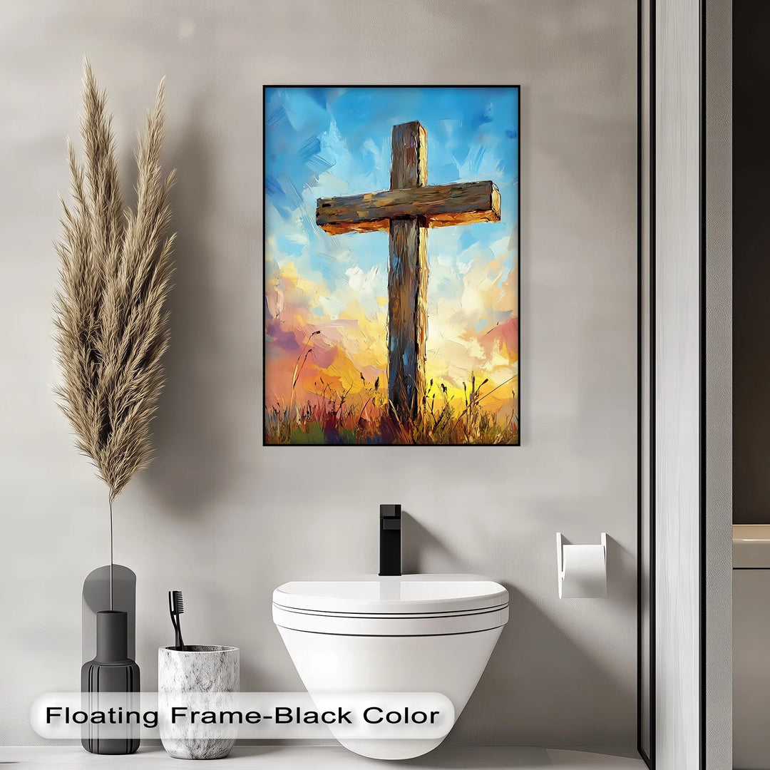 Divine Light – Wooden Cross at Sunrise Canvas Print - MyPhotoStation