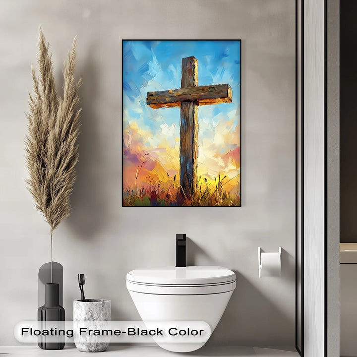 Divine Light – Wooden Cross at Sunrise Canvas Print - MyPhotoStation