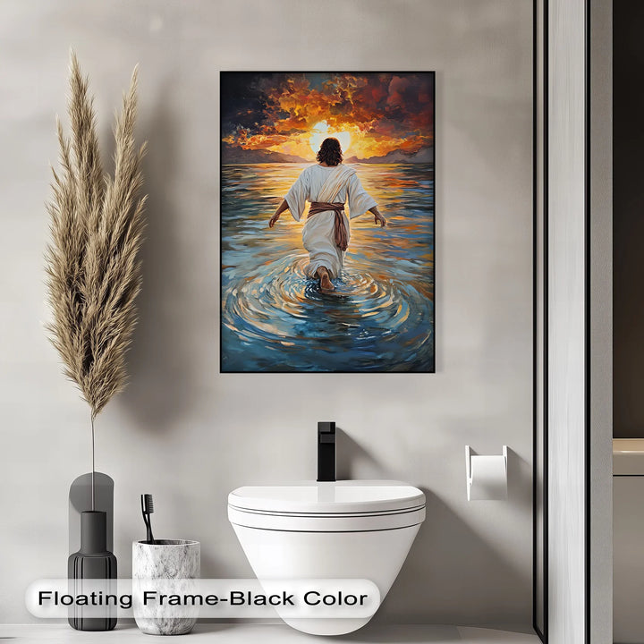 Divine Radiance – Jesus Walking Toward the Sunrise Canvas Print - MyPhotoStation