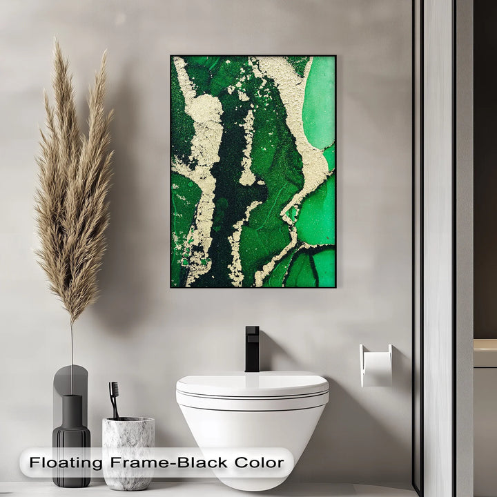 Verdant Gold Flow – Luxury Green Abstract Canvas Print - MyPhotoStation