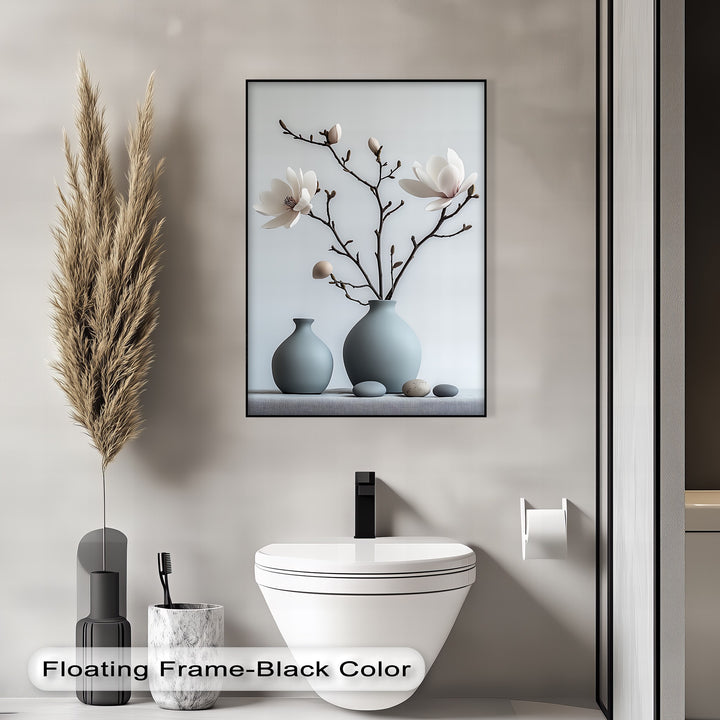 Minimalist Magnolia Harmony – Soft White Floral Canvas Print