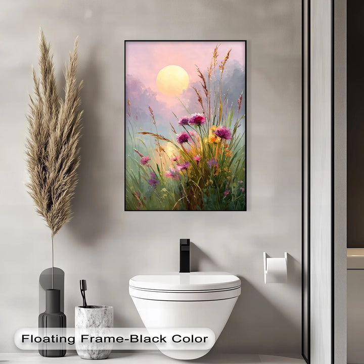 Wildflower Meadow at Dusk – Sunset Landscape Canvas Print - MyPhotoStation