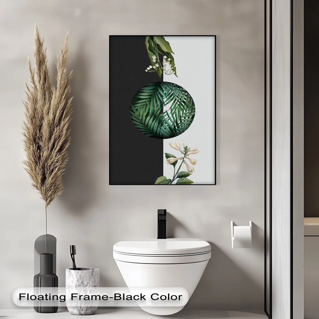 Botanical Balance – Monochrome Floral Contrast Canvas Print - MyPhotoStation