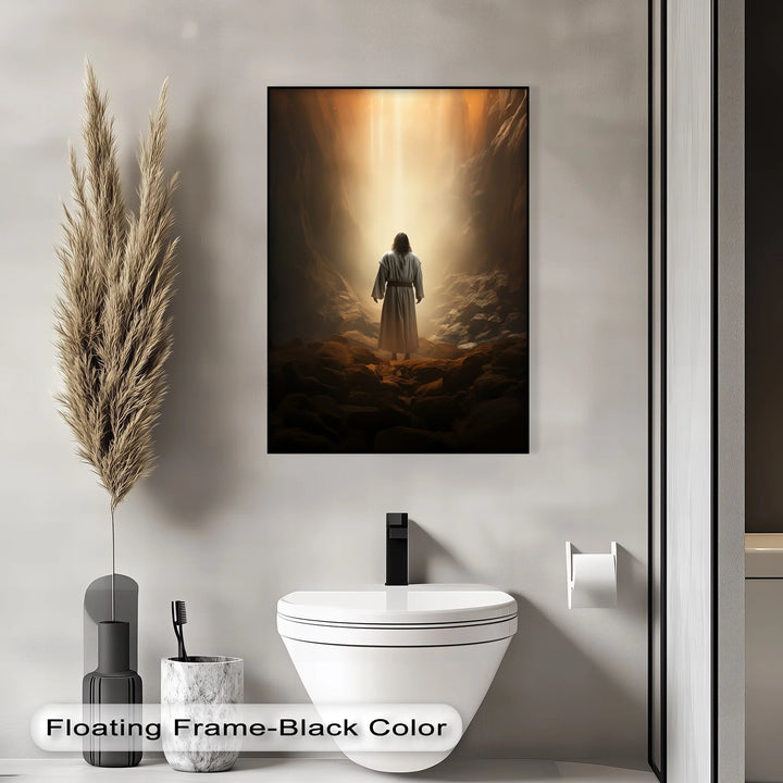 Illuminate your space with this transcendent canvas painting, symbolizing faith beyond darkness.

