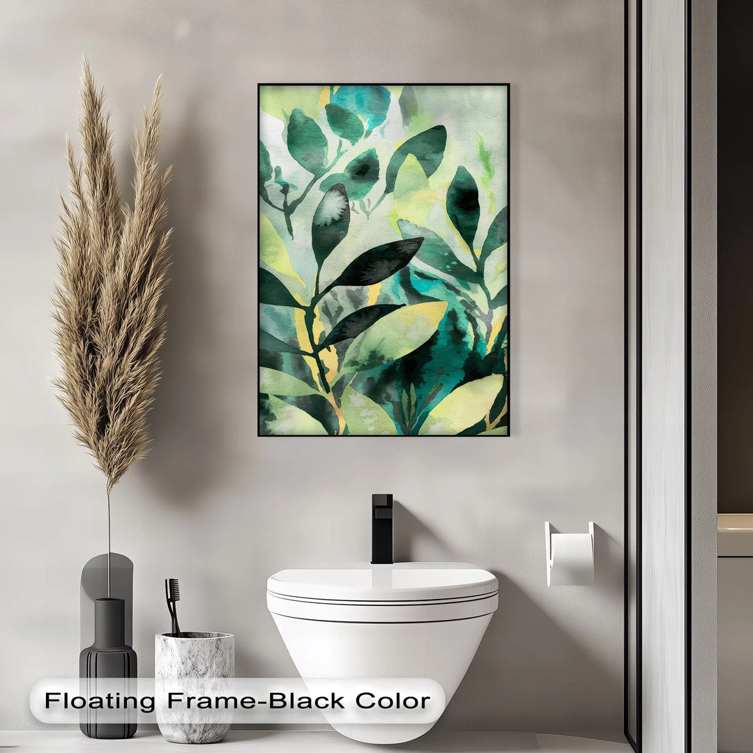 Verdant Harmony – Watercolor Leaf Pattern Canvas Print - MyPhotoStation