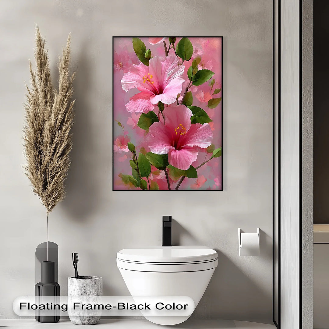 Pink Hibiscus Elegance – Romantic Tropical Floral Canvas Print - MyPhotoStation