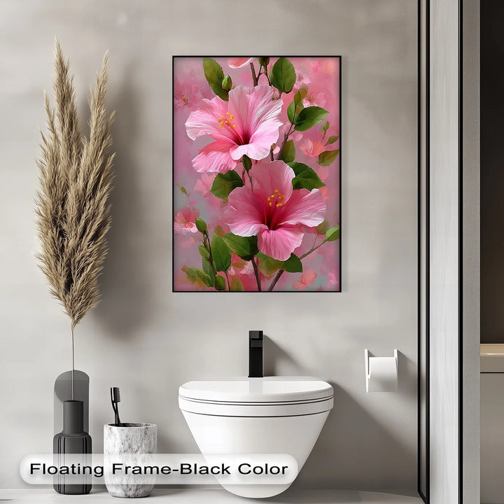 Pink Hibiscus Elegance – Romantic Tropical Floral Canvas Print - MyPhotoStation