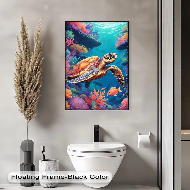 Graceful Sea Turtle – Vibrant Ocean Life Animal Canvas Print - MyPhotoStation
