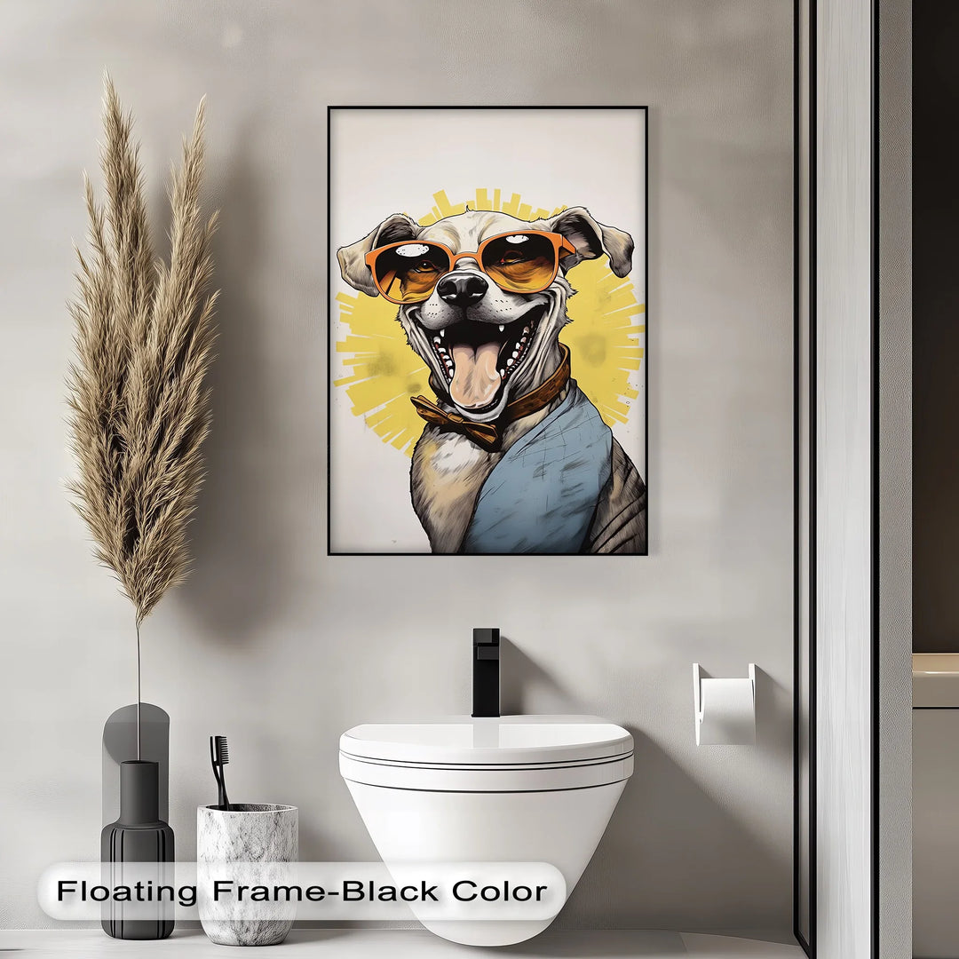 Sunshine Smile Pup – Retro Cool Dog Portrait Puppies Canvas Print - MyPhotoStation