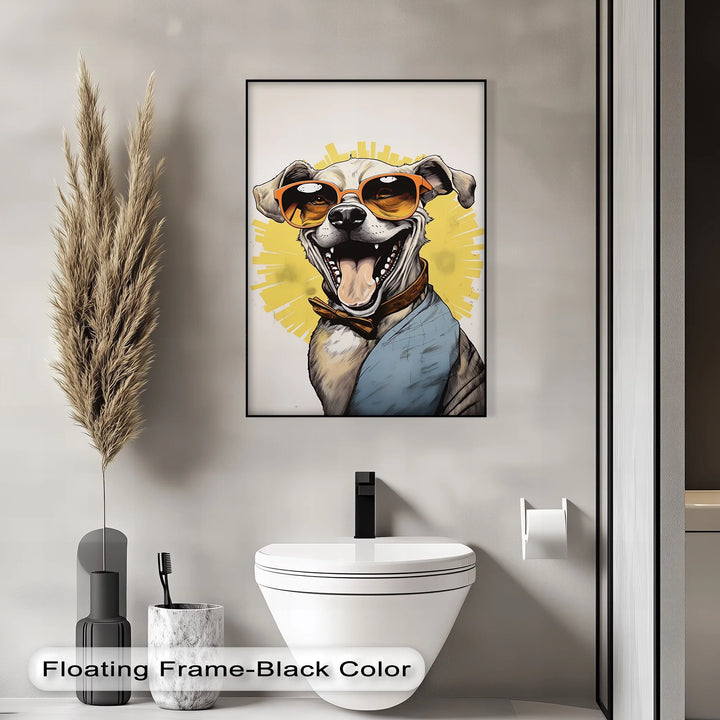 Sunshine Smile Pup – Retro Cool Dog Portrait Puppies Canvas Print - MyPhotoStation