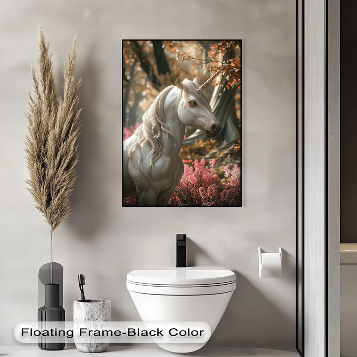Elegant White Fantasy Horse in Woodland - Animal Canvas Print - MyPhotoStation