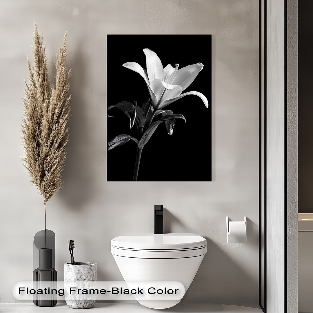 Silent Bloom – Black and White Lily Canvas Prints