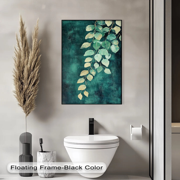 Golden Eucalyptus Cascade – Elegant Leaf Branch Canvas Print - MyPhotoStation