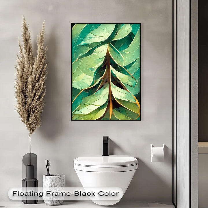 Radiant Leaf Veins – Stylized Botanical Geometry Canvas Print - MyPhotoStation
