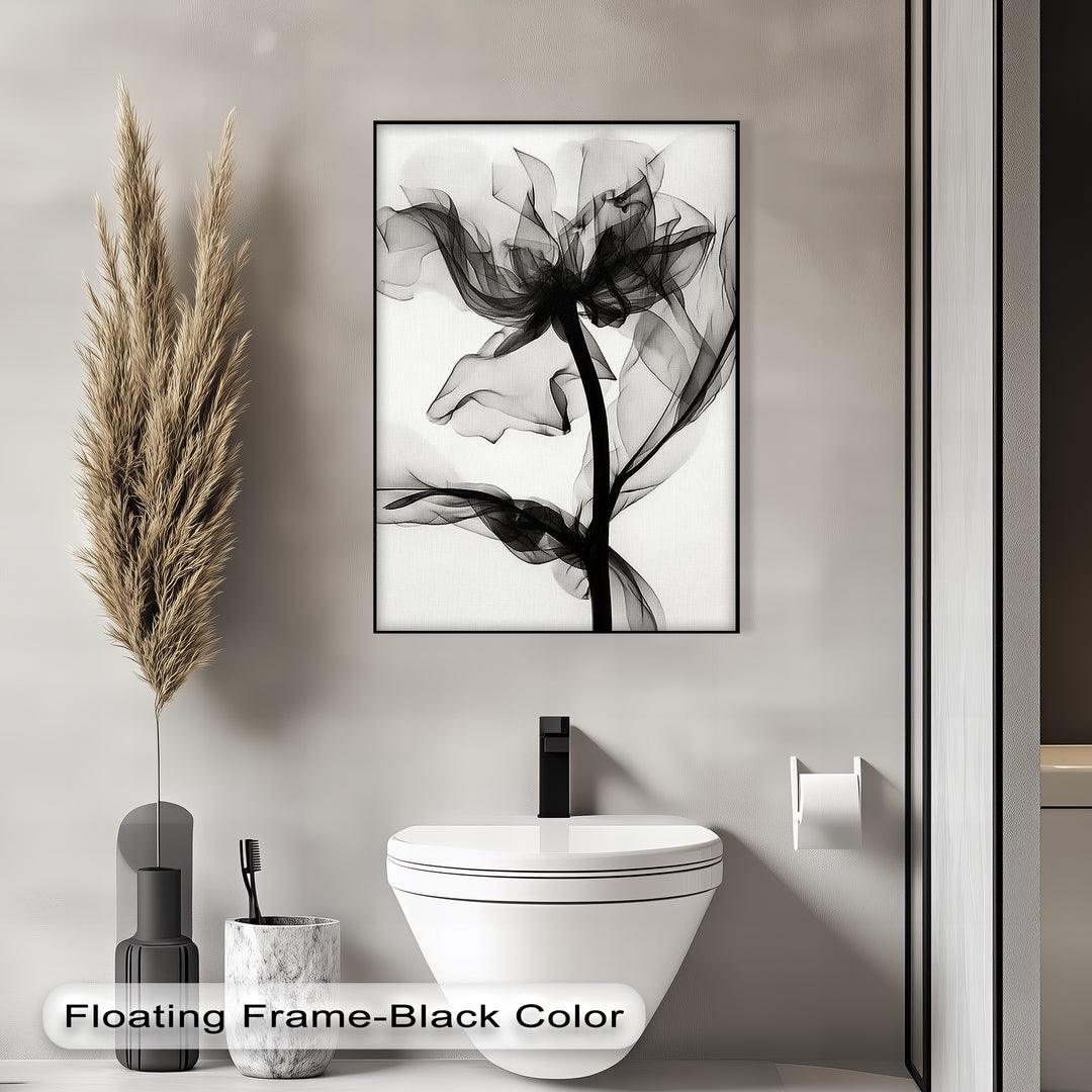 Winterliche Ruhe – Japanische Frau im blauen Kimono, Leinwanddruck | Gerahmtes Kunstwerk