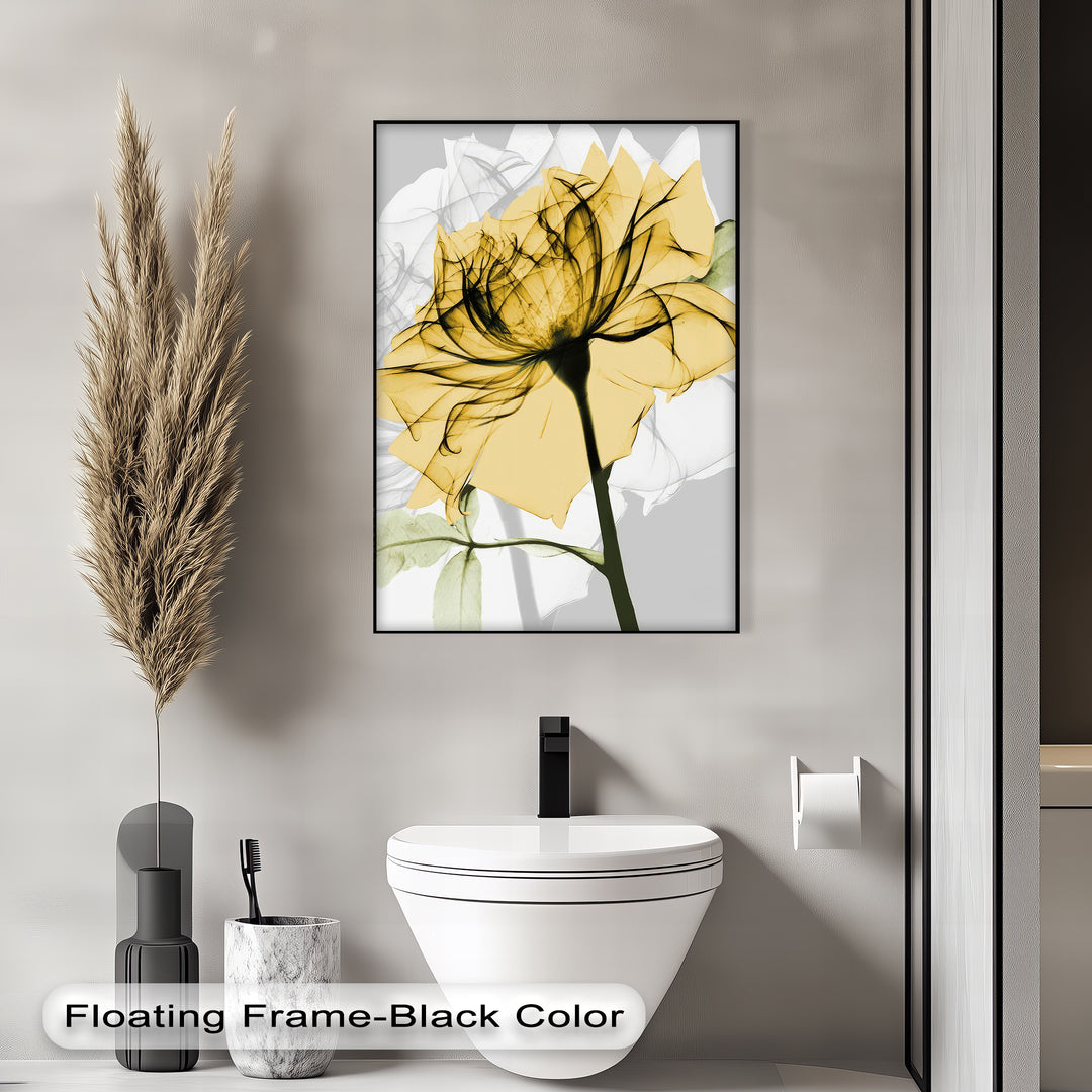 Winterliche Ruhe – Japanische Frau im blauen Kimono, Leinwanddruck | Gerahmtes Kunstwerk