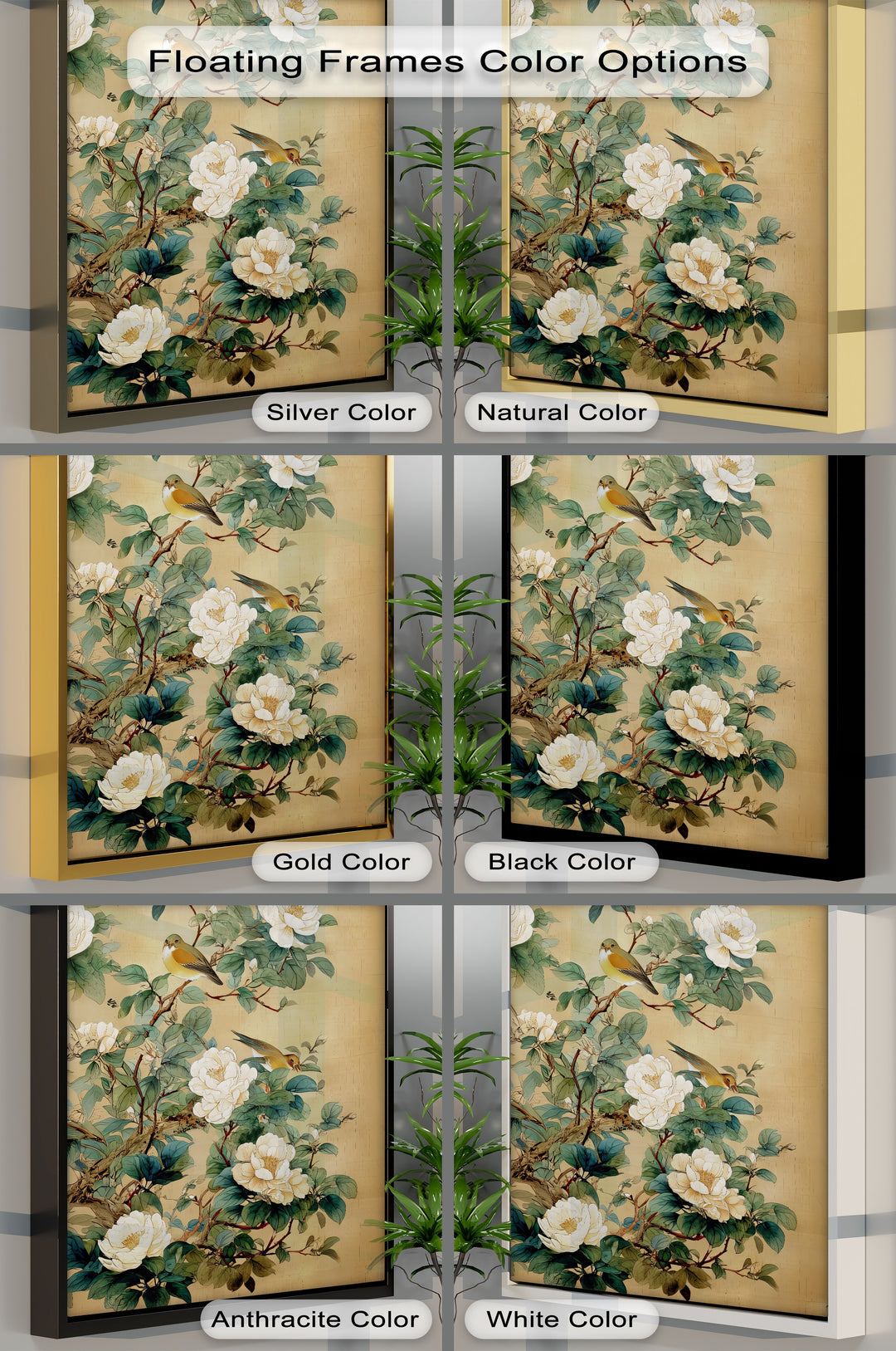 Birds Among White Peonies - Canvas Wall Art | Canvas Wall Decor