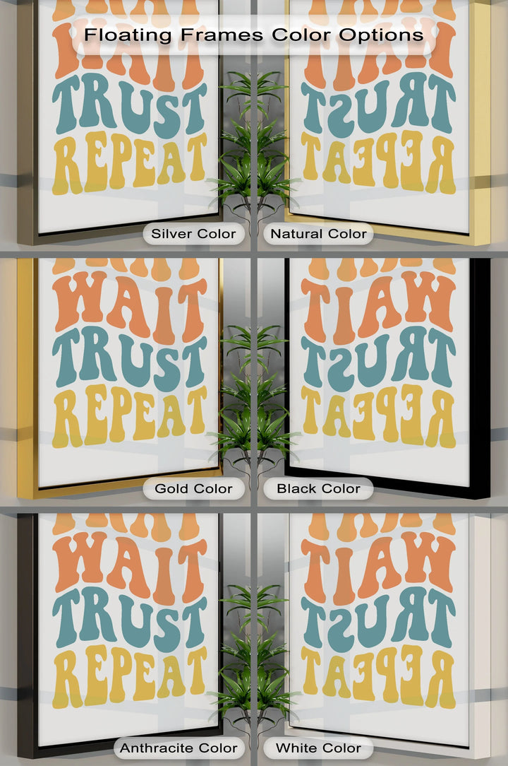Pray Wait Trust Repeat – Retro Christian Canvas Print - MyPhotoStation